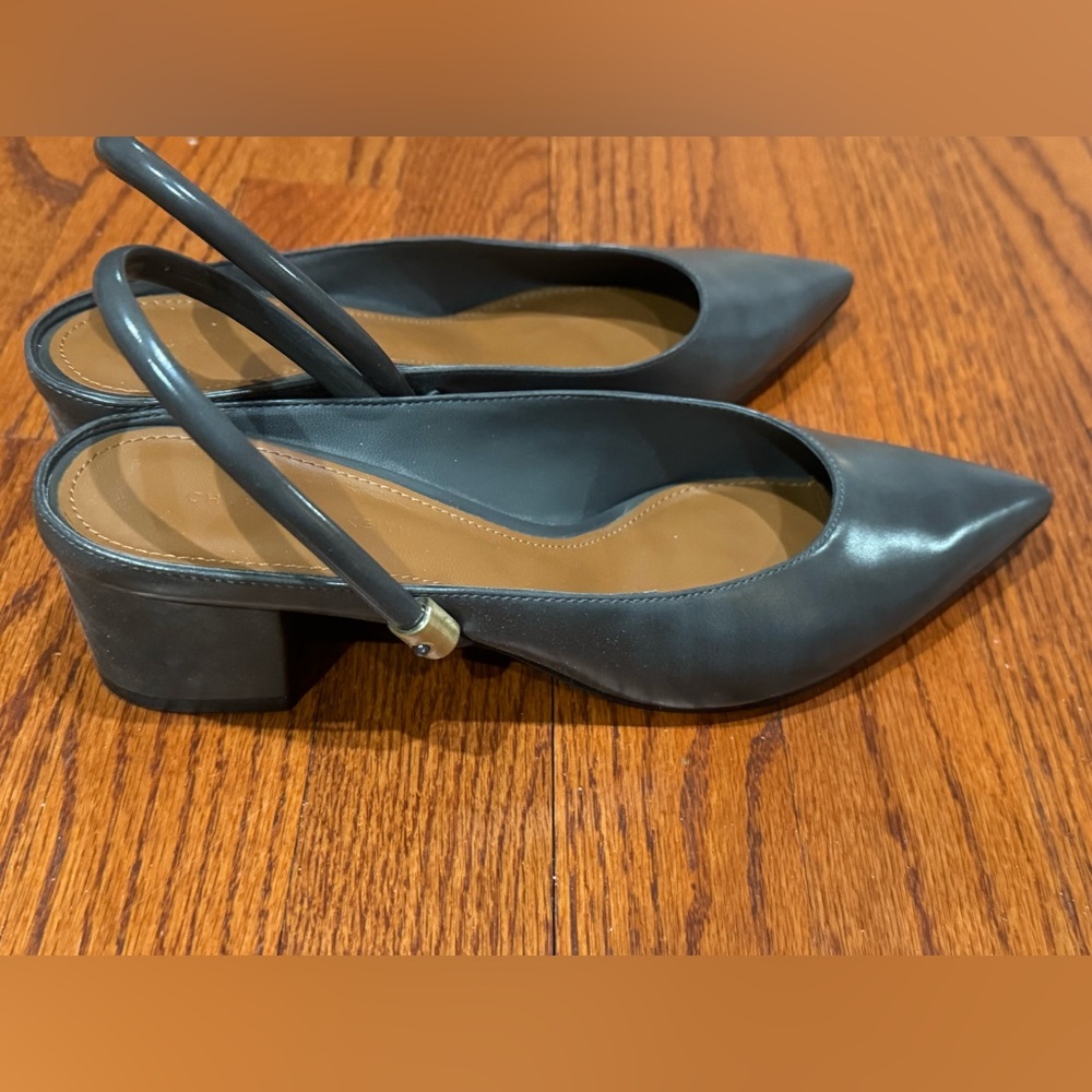 Charles and Keith block heel, sling back pointed toe shoes in grey - Picture 3 of 7